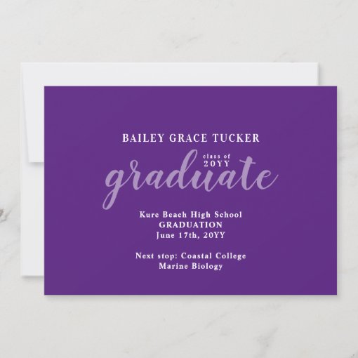 Modern Graduate 3-Photo Collage Purple Graduation Announcement | Zazzle