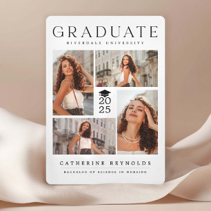 Modern Graduate 4 Photos Graduation Announcement