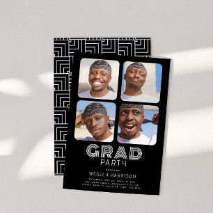 Modern Graduate 4x photo collage GRAD Party Invitation
