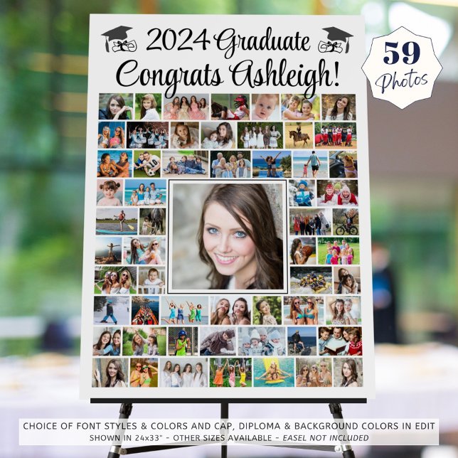 Modern Graduate 59 Photo Collage Custom Foam Board (Creator Uploaded)
