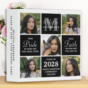 Modern Graduate 5 Photo Black Graduation 3 Ring Binder