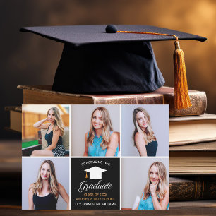 Modern Graduate 5 Photo Collage Graduation Announcement