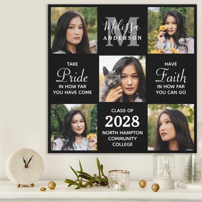 Modern Graduate 5 Photo Collage Graduation Canvas Print (Creator Uploaded)