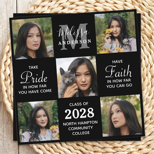 Modern Graduate 5 Photo Collage Graduation Invitation