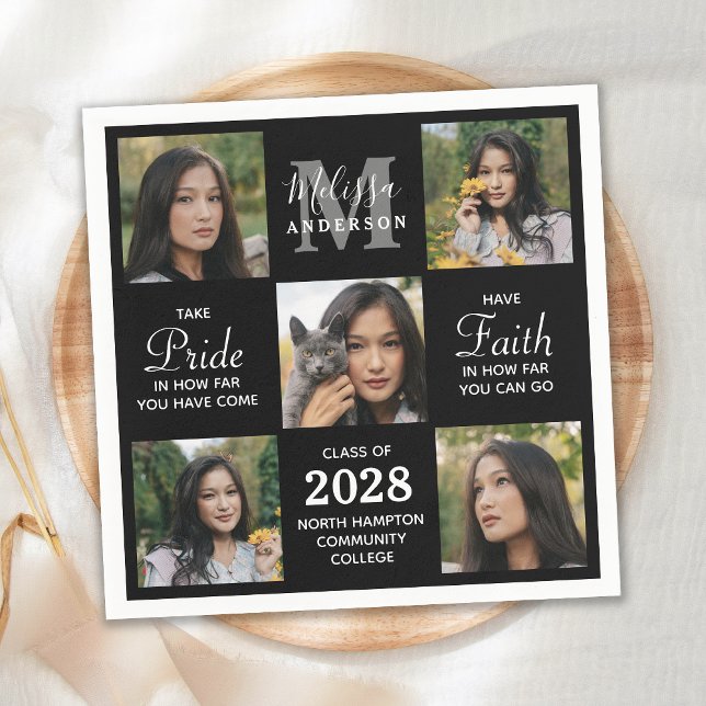 Modern Graduate 5 Photo Collage Graduation Napkins (Creator Uploaded)
