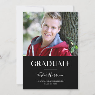 Modern Graduate Black & White Graduation Party Invitation