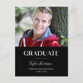 Modern Graduate Black & White Graduation Party Postcard | Zazzle