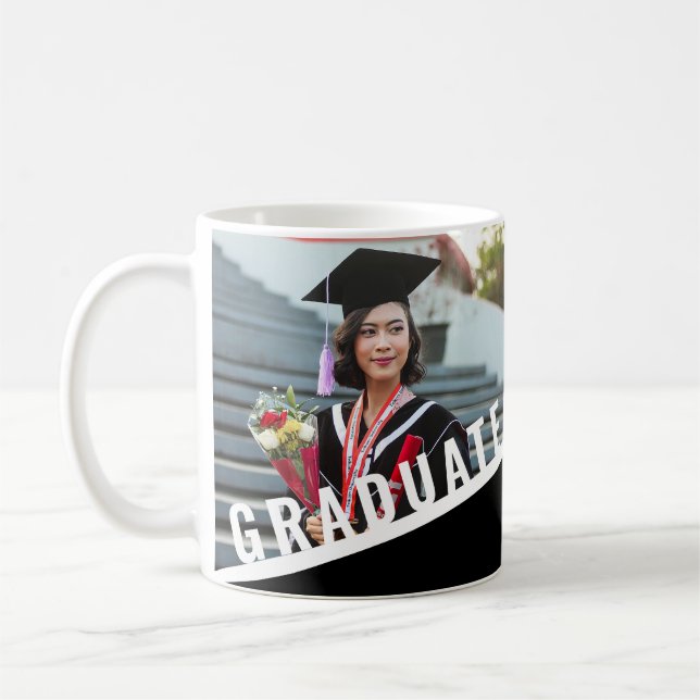Modern Graduate Black & White Photo Coffee Mug (Left)