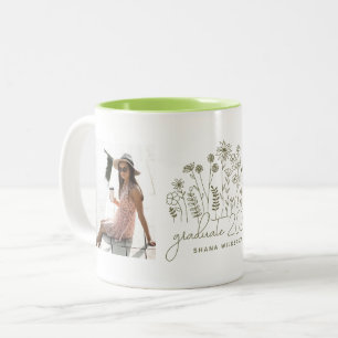 Modern Graduate Blooming Wildflower Graduation Two-Tone Coffee Mug