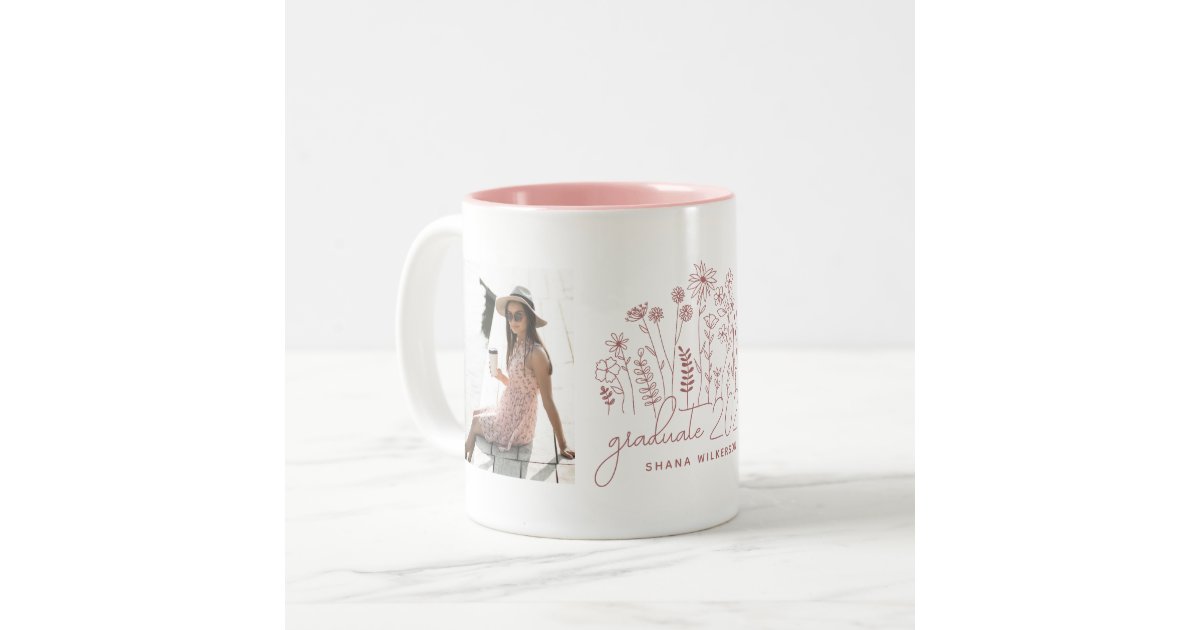 Modern Graduate Blooming Wildflower Graduation Two-Tone Coffee Mug | Zazzle