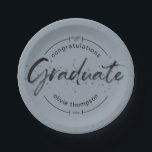 Modern Graduate Blue Brushed Calligraphy Paper Plates<br><div class="desc">A modern design to celebrate your grad achievements. Featuring a watercolor brushed style calligraphy with the word "Graduate" over a Blue background. Personalize with year of graduation and two more lines of text. Do you need additional colors or pieces that are not in the collection? Contact me using the contact...</div>
