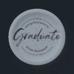 Modern Graduate Blue Brushed Calligraphy Paper Plates<br><div class="desc">A modern design to celebrate your grad achievements. Featuring a watercolor brushed style calligraphy with the word "Graduate" over a Blue background. Personalize with year of graduation and two more lines of text. Do you need additional colors or pieces that are not in the collection? Contact me using the contact...</div>