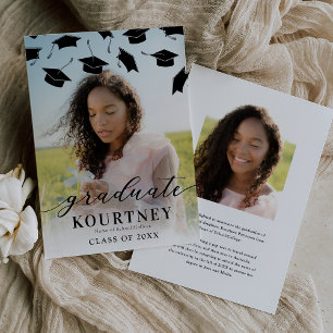 Modern Graduate Cap 2 Photo Graduation Announcement