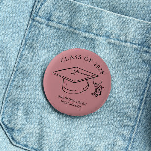 Modern Graduate Cap Doodle Class of Graduation Button