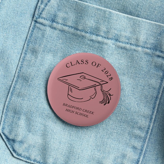 Modern Graduate Cap Doodle Class of Graduation Button (Creator Uploaded)