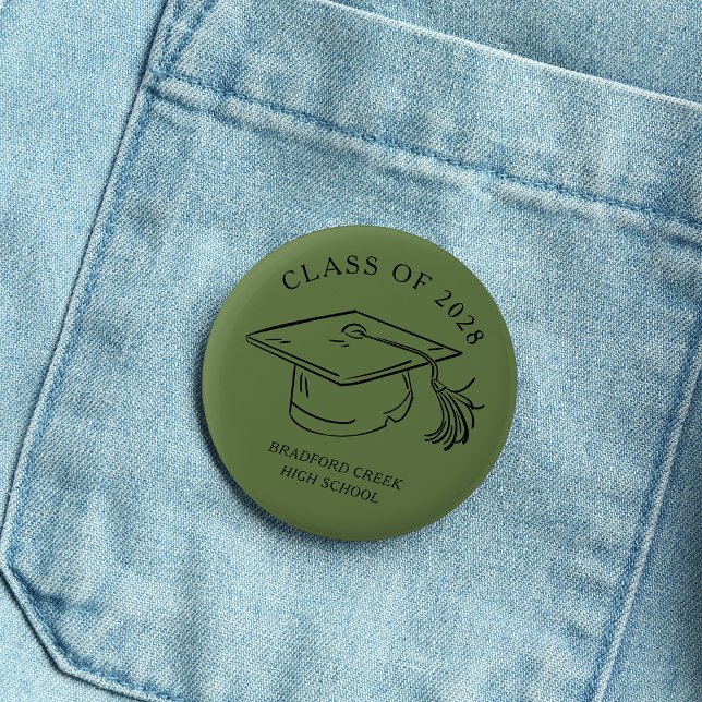 Modern Graduate Cap Doodle Class of Graduation Button (Creator Uploaded)