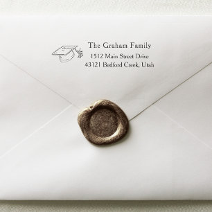 Modern Graduate Cap Graduation Return Address Self-inking Stamp
