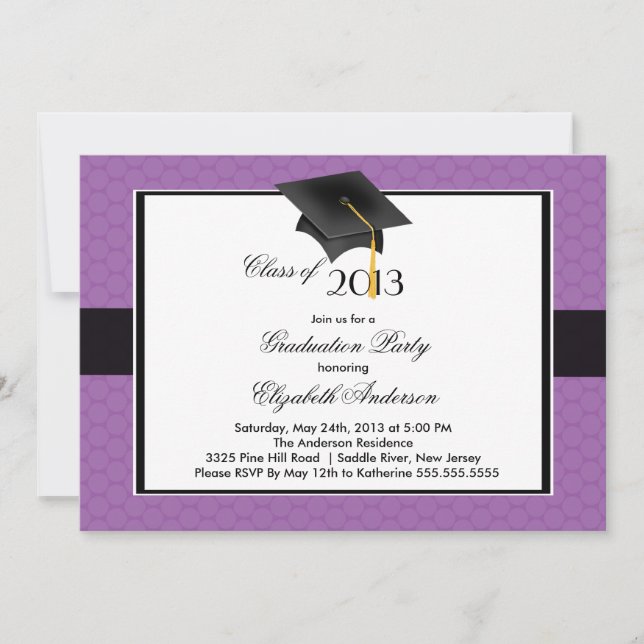 Modern Graduate Cap & Tassel Graduation Party Invitation (Front)