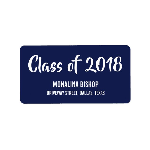 Modern Graduate Class Of 2018 Typography Navy Blue Label