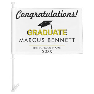Modern Graduate Congratulations Graduation Photo Car Flag