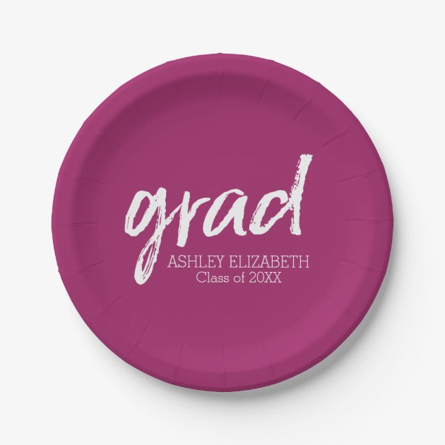 Modern Graduate Custom Berry Polka Dot Paper Plate