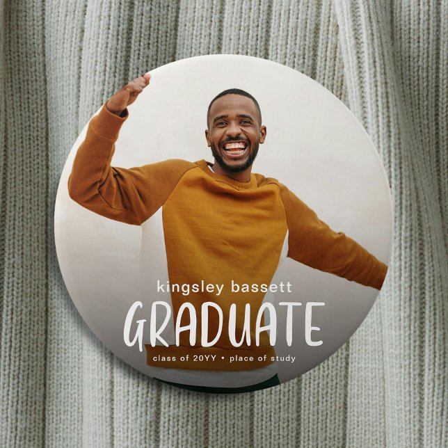 Modern GRADUATE custom photo Graduation Button (Creator Uploaded)