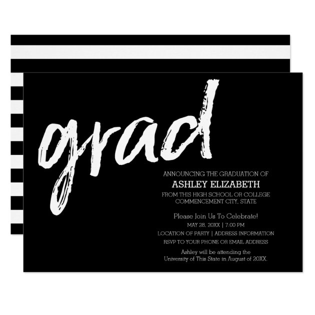 Modern Graduate Custom Trendy Black Grad Invitation