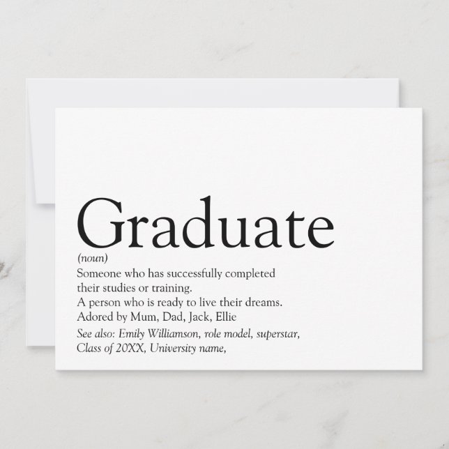 Modern Graduate Definition Graduation Party  Invitation (Front)