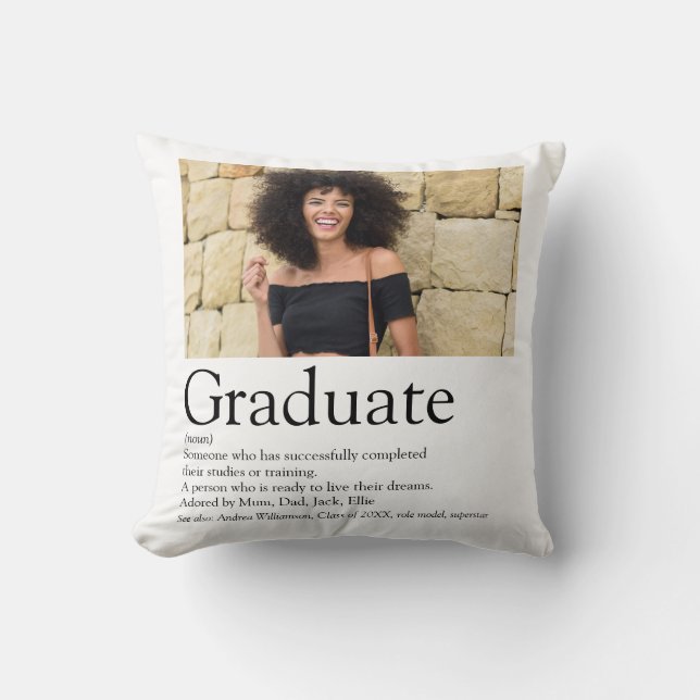 Modern Graduate Definition Photo Throw Pillow (Front)