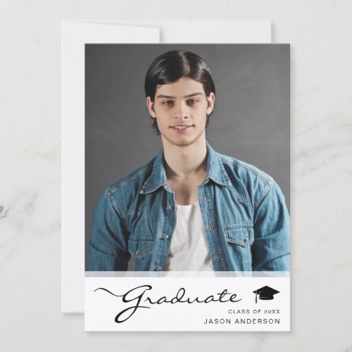 Modern Graduate Elegant Script  Trendy 1 Photo Announcement