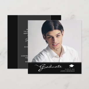 Modern Graduate   Elegant Script Trendy 1 Photo Announcement