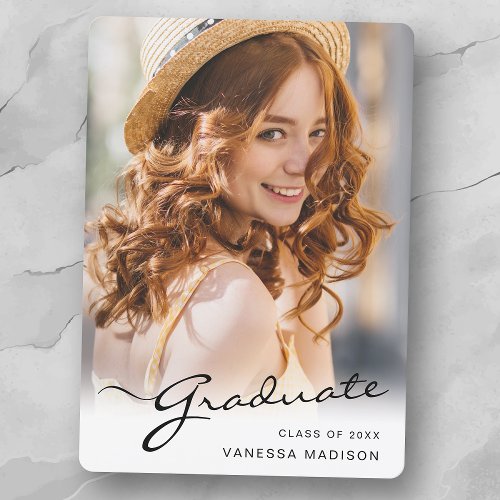 Modern Graduate  Elegant Script Trendy Photo Announcement