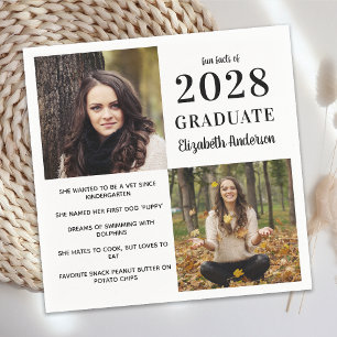 Modern Graduate Fun Facts 2 Photo Graduation Napkins