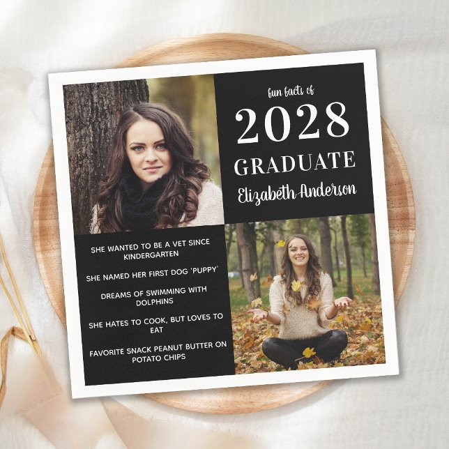 Modern Graduate Fun Facts Graduation 2 Photo  Napkins (Creator Uploaded)