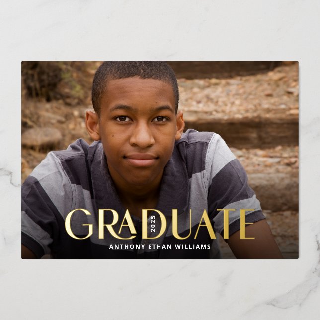 Modern Graduate Gold Foil Graduation Party Foil Invitation (Front)