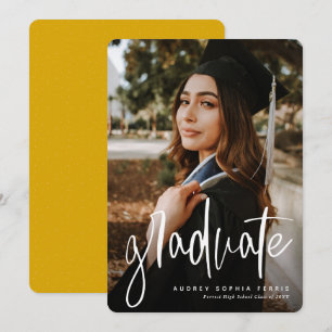 Modern graduate gold photo graduation announcement