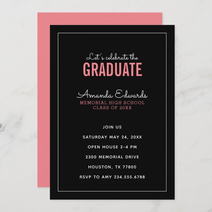 Modern Graduate Graduation Party Invitation 