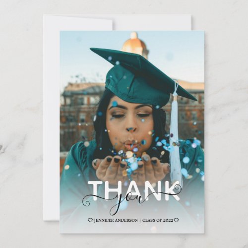 Modern Graduate Graduation Photo Thank You Card