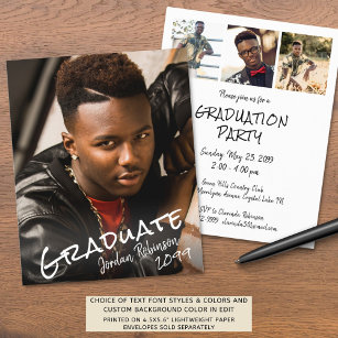 Modern Graduate Hand Lettered 4 Photo Party Invite