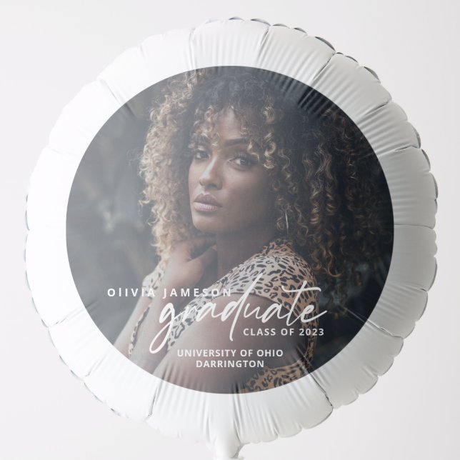 Modern Graduate Handwritten Script | Photo Balloon (Front)