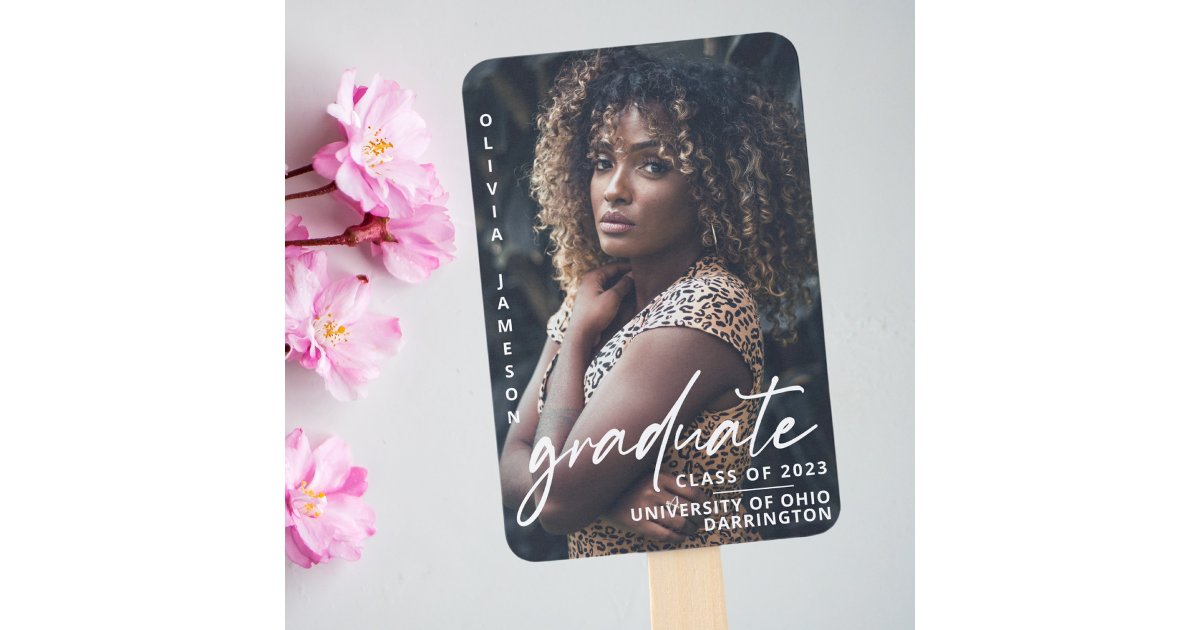 Modern Graduate Handwritten Script | Photo Hand Fan | Zazzle