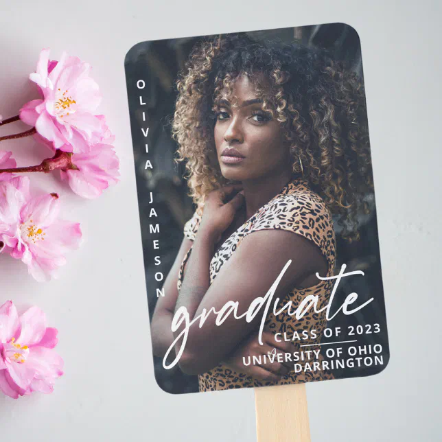 Modern Graduate Handwritten Script | Photo Hand Fan | Zazzle