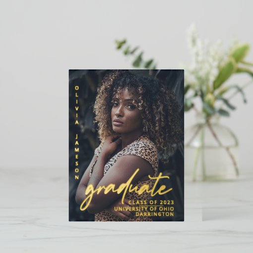 Modern Graduate Handwritten Script | Photo Overlay Foil Invitation ...