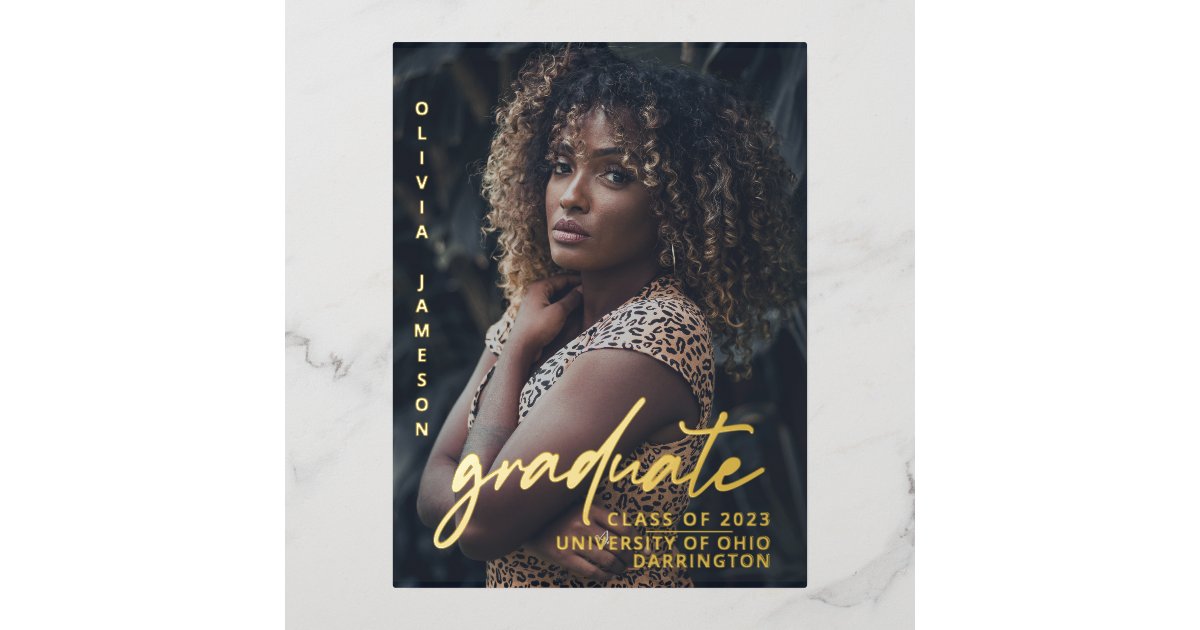 Modern Graduate Handwritten Script | Photo Overlay Foil Invitation ...