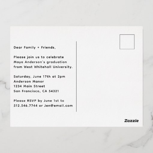 Modern Graduate Handwritten Script | Photo Overlay Foil Invitation ...