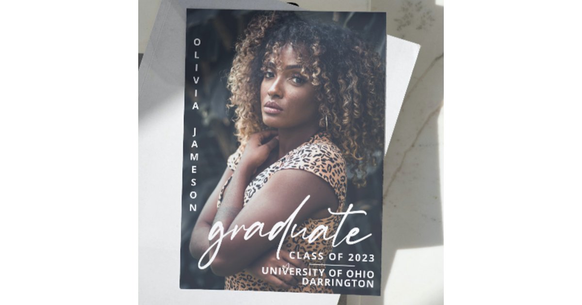 Modern Graduate Handwritten Script | Photo Postcard | Zazzle
