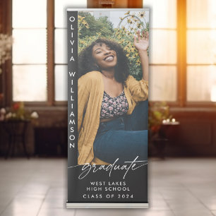 Modern Graduate Handwritten Script Photo Retractable Banner
