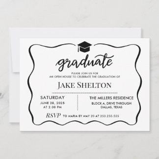 Modern Graduate Hat Open House Graduation Invitation
