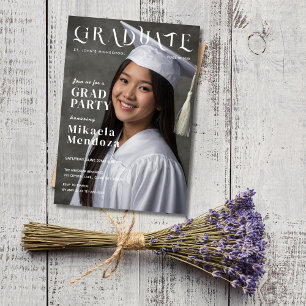 Modern Graduate Magazine Cover Inspired Graduation Invitation