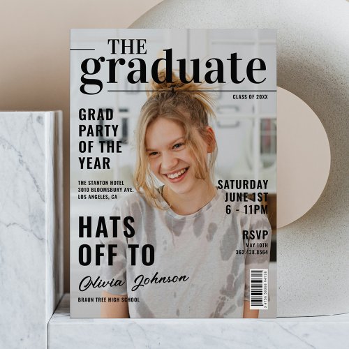 Modern Graduate Magazine Photo Grad Party Invitation